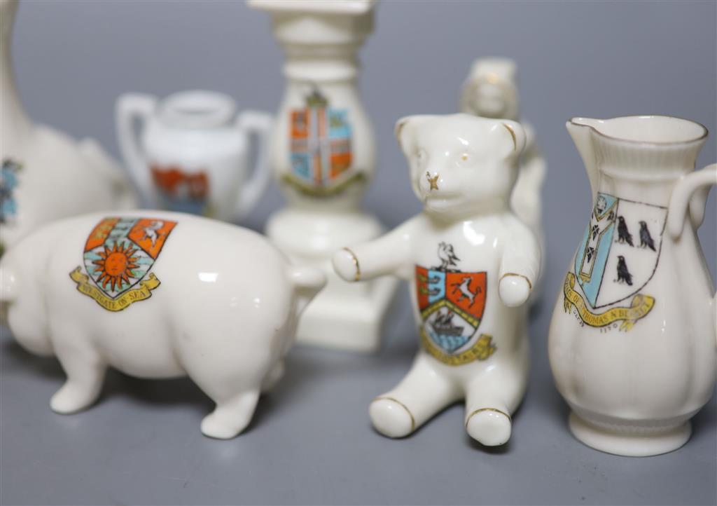 A small collection of crested china